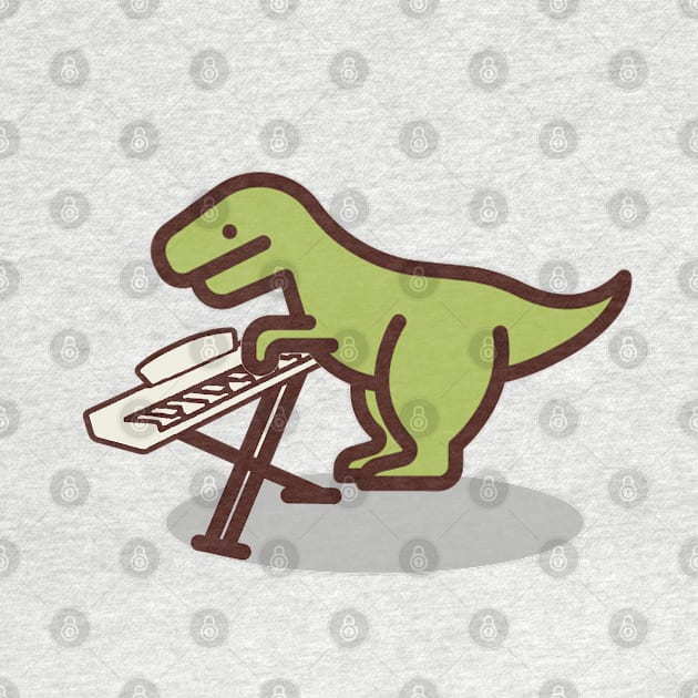 Cute Trex playing a keyboard piano by Be my good time